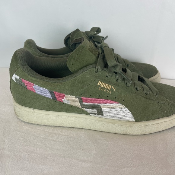 Green Suede Women's Sneakers - Picture 4 of 10